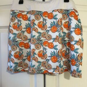 Coral Bay Women's Petite L Orange Geometric Golf Casual Skirt